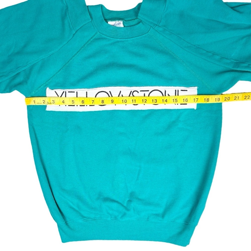 Vintage Yellowstone Crewneck Sweatshirt Teal Hanes USA Made Medium - Picture 10 of 10
